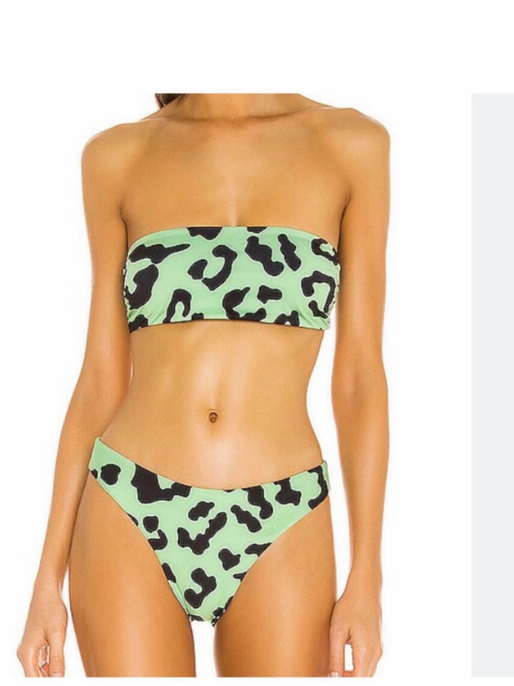 BEACH RIOT green black strapless bikini sz S